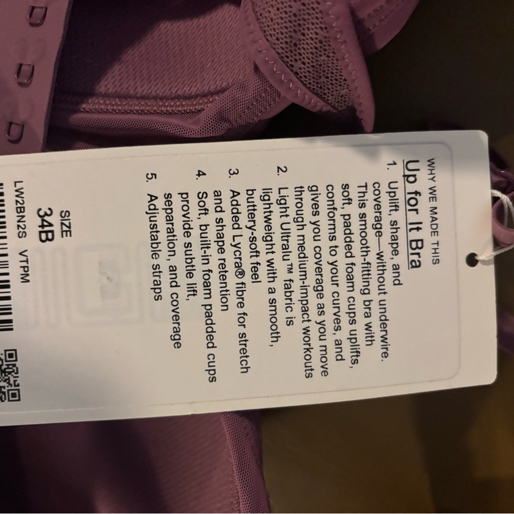 Lululemon Athletica UP FOR IT Sports Bra 34B Add a cup size! - Picture 7 of 7